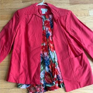 Coldwater Creek Coral Blazer with Floral Lining